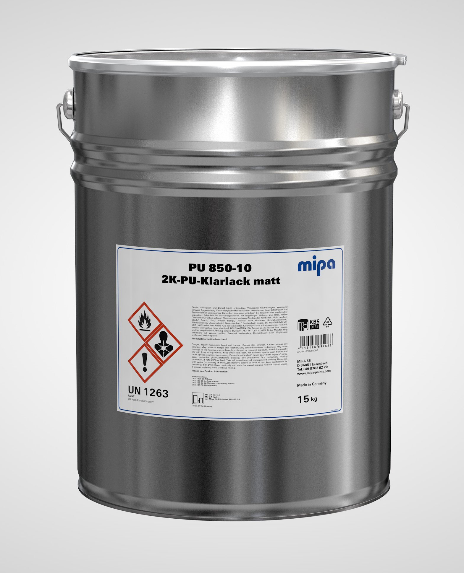 Mipa PU 850-10 15 kg 2K PU clear coat, matt