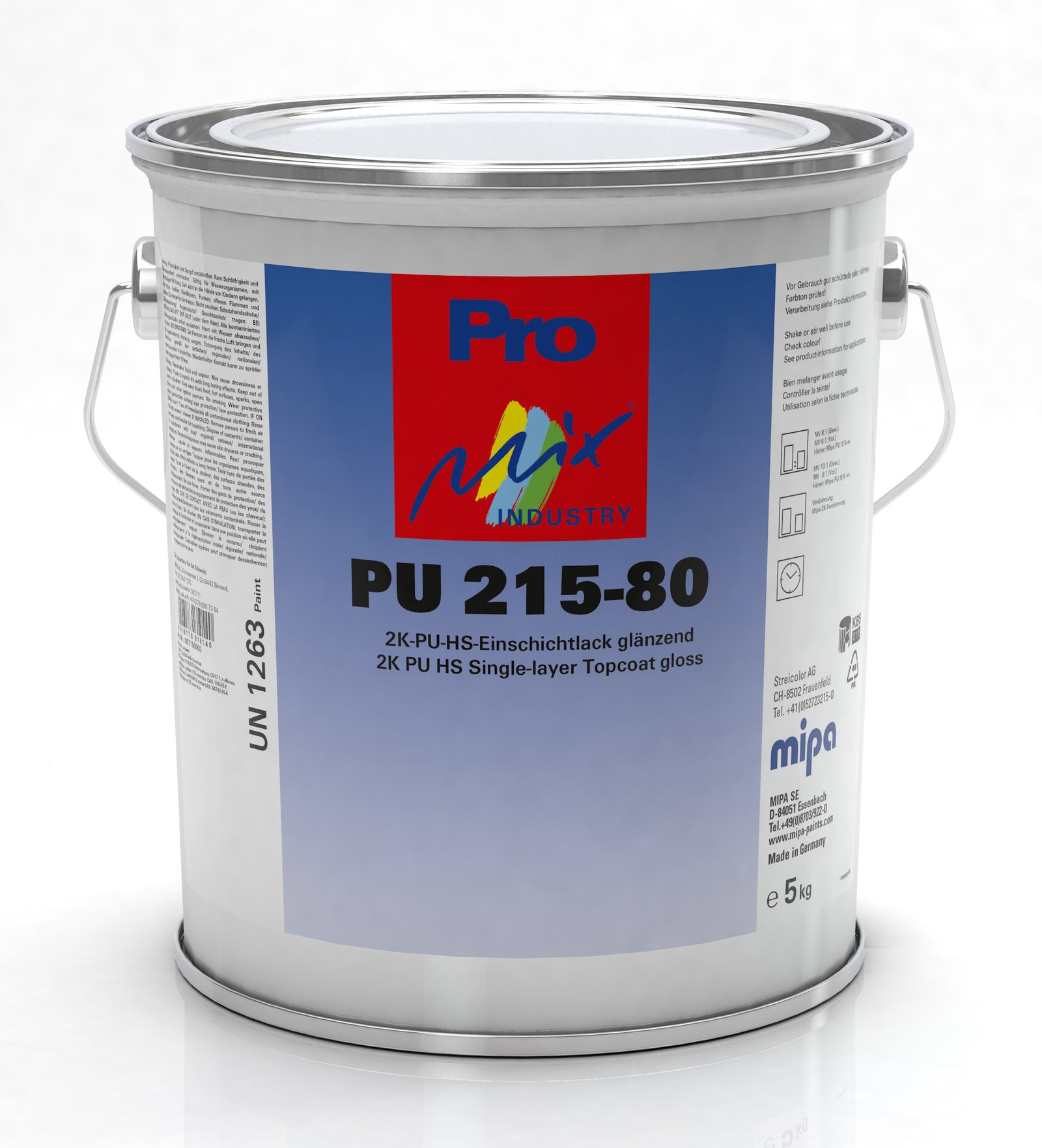 Mipa PU 215-80 net 2K-PU-HS single-coat gloss paint, various shades PG II