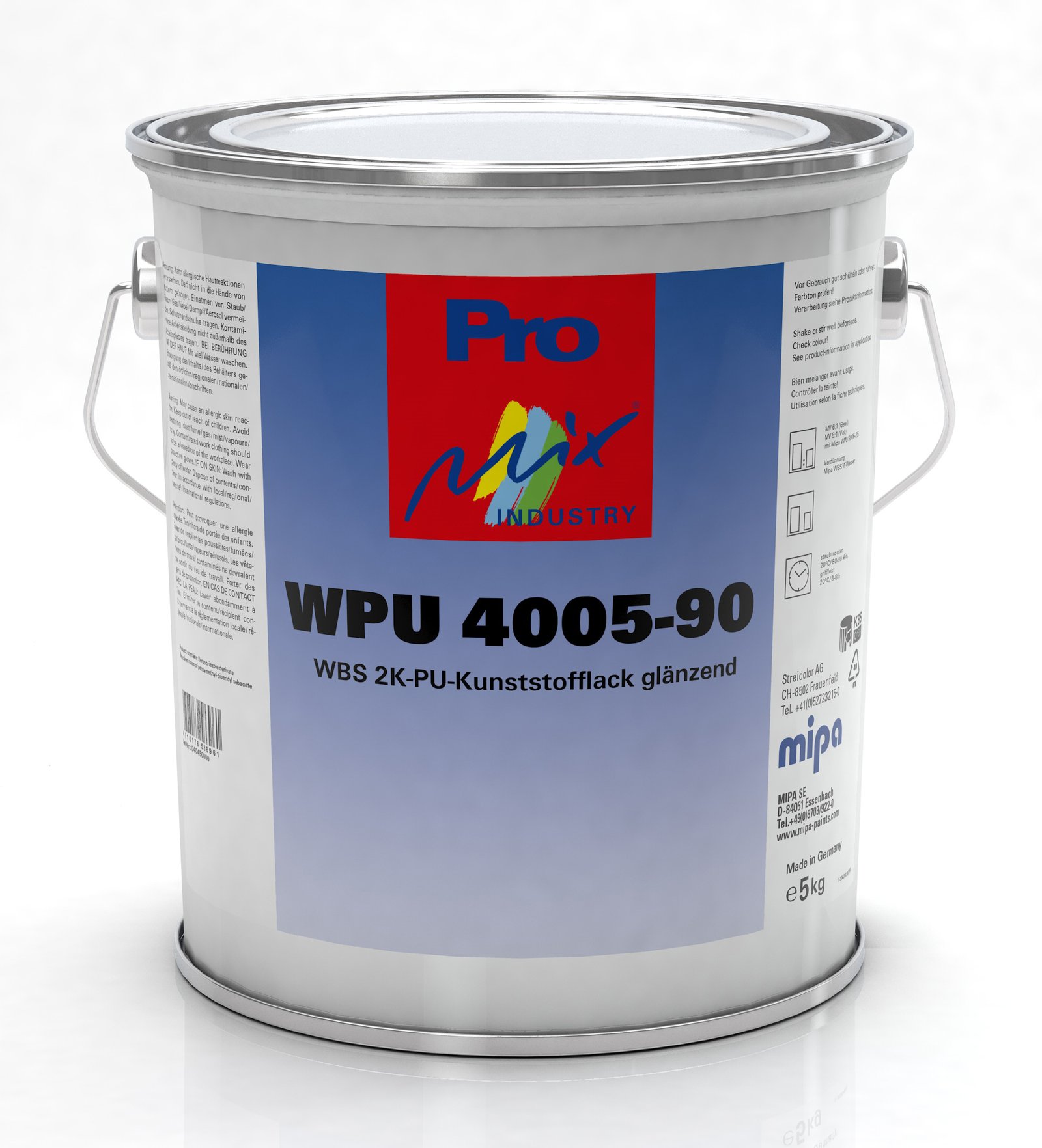 Pro Mix Aqua WPU 4005-90 WBS 2K-PU plastic paint, glossy, basic pack. 5 kg (Mipa)