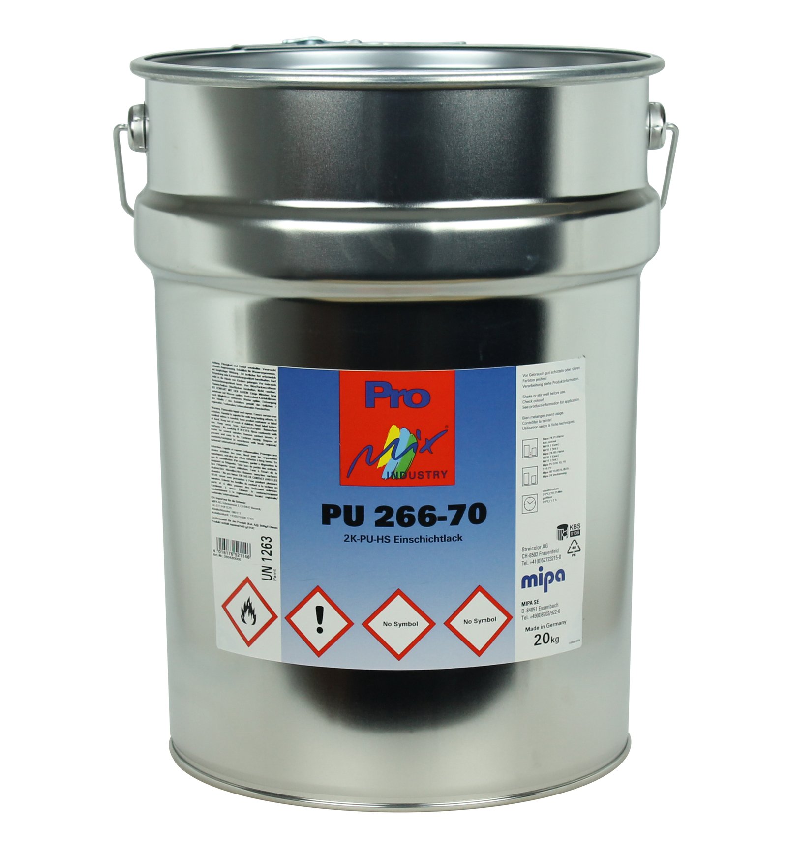 Pro Mix Industry PU 266-70 2K-PU-HS single-coat varnish, satin gloss, basic pack. 20 kg (Mipa)