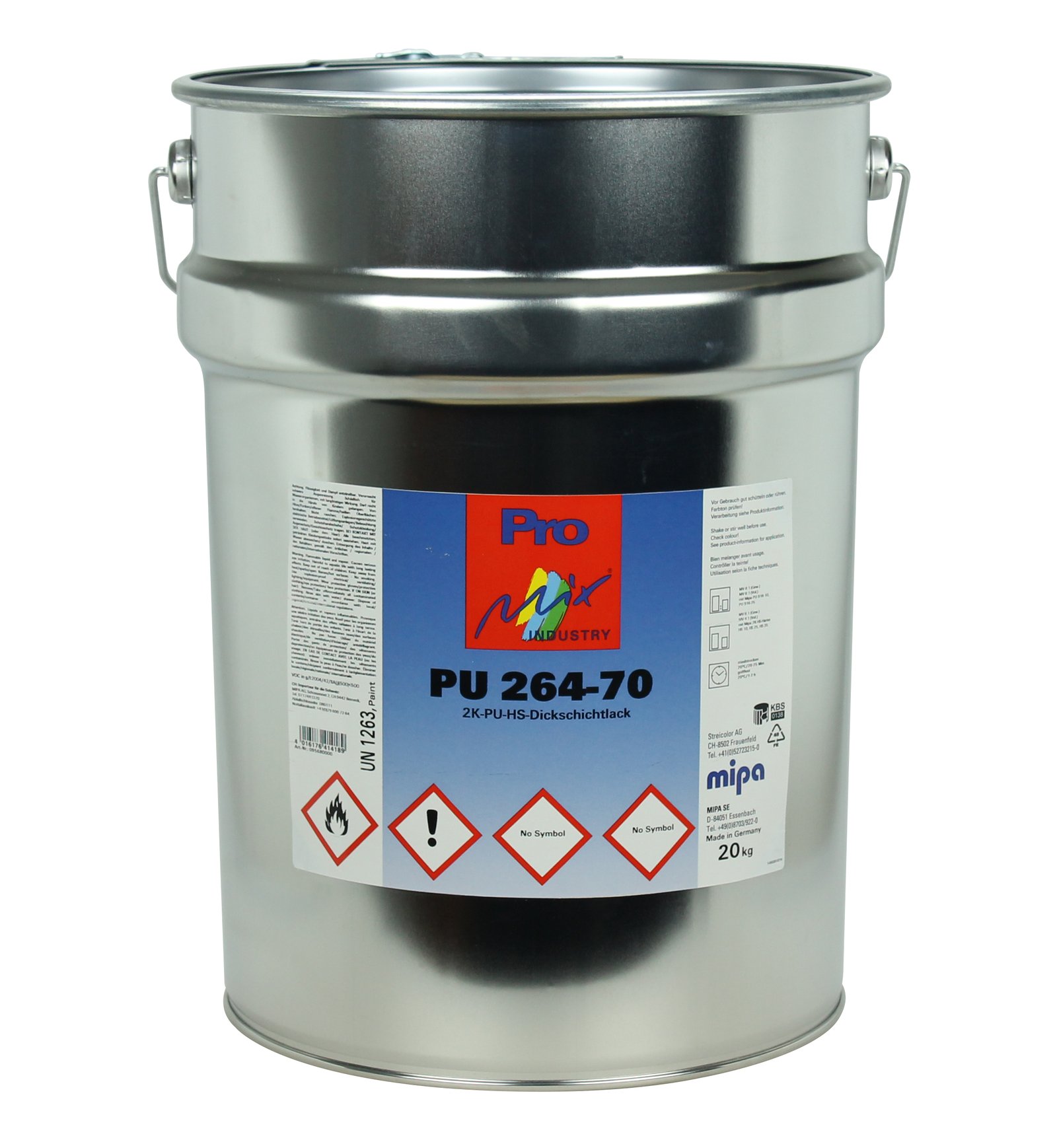 Mipa PU 264-70 20 kg net 2K-PU-HS thick-film coating, silk gloss, various colours, grade I