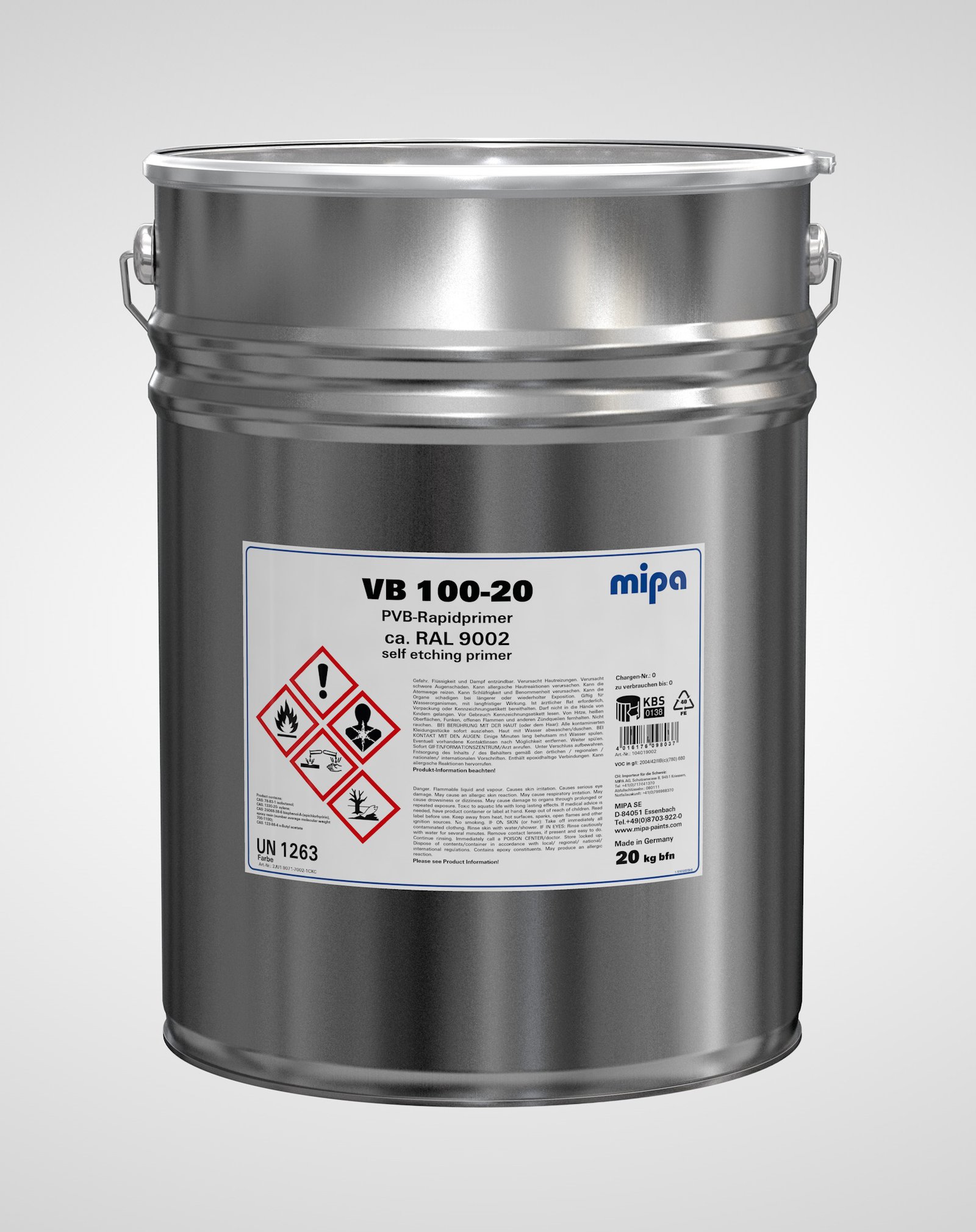 Mipa VB 100-20 20 kg bfn PVB Rapid Primer approx. RAL 9002