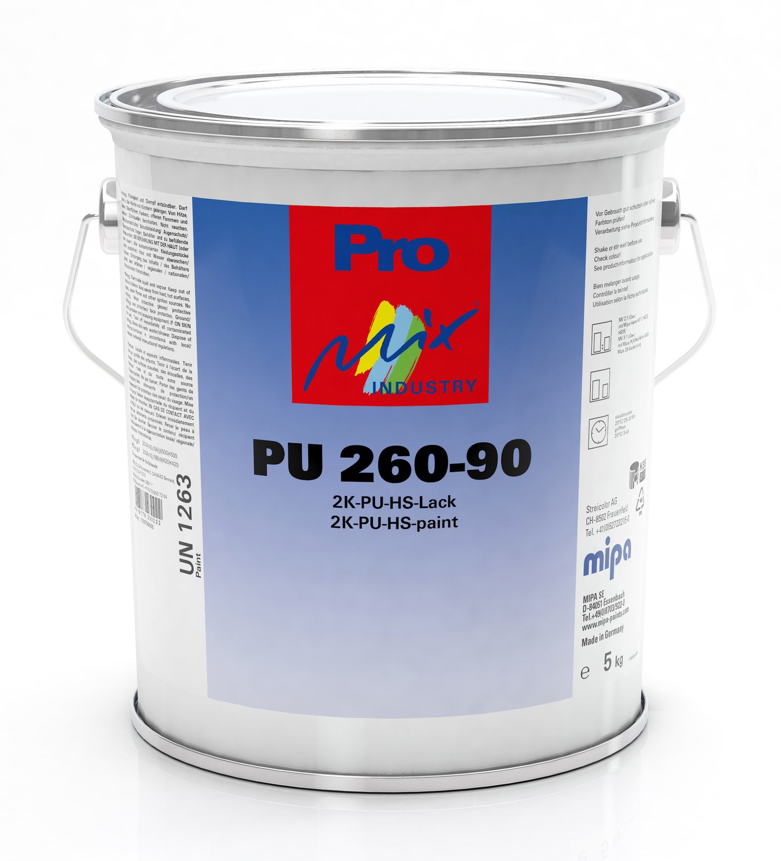 Mipa PU 260-90 20 kg net 2K PU HS gloss paint, various colours, size I