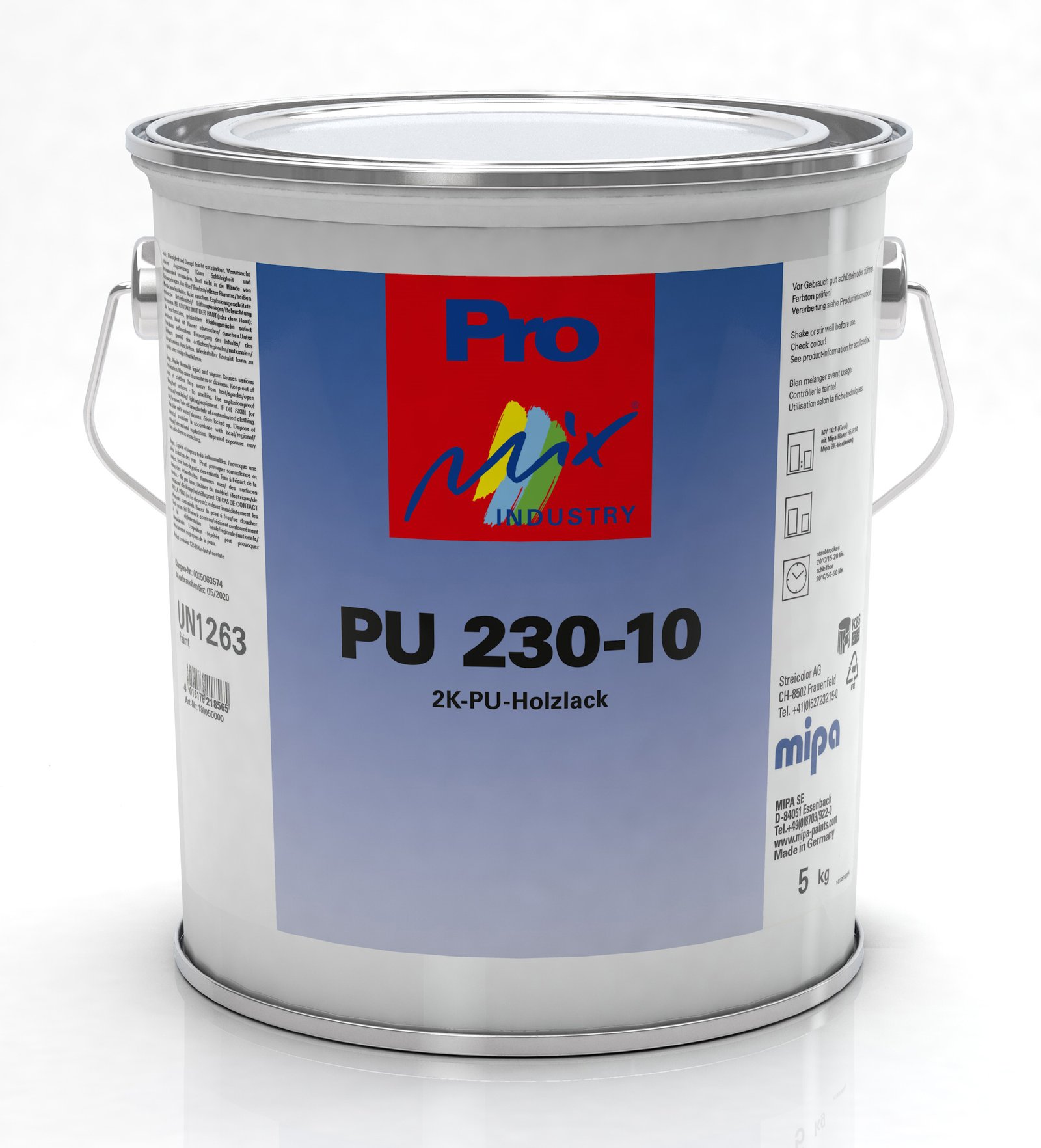 Mipa PU 230-10 5 kg net 2K PU wood varnish, matt, various colours, size I