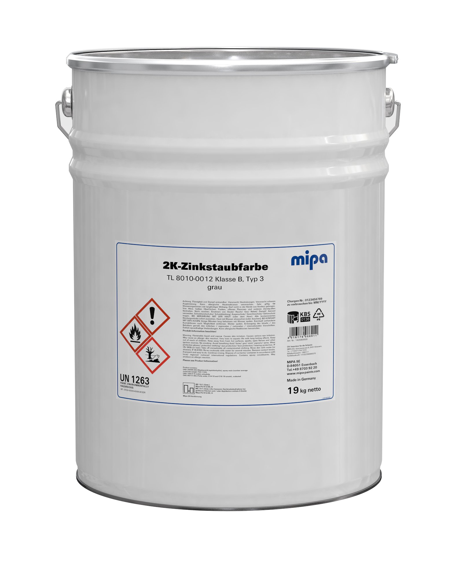 Mipa 2K zinc dust paint 19 kg net MV 19:1 by weight