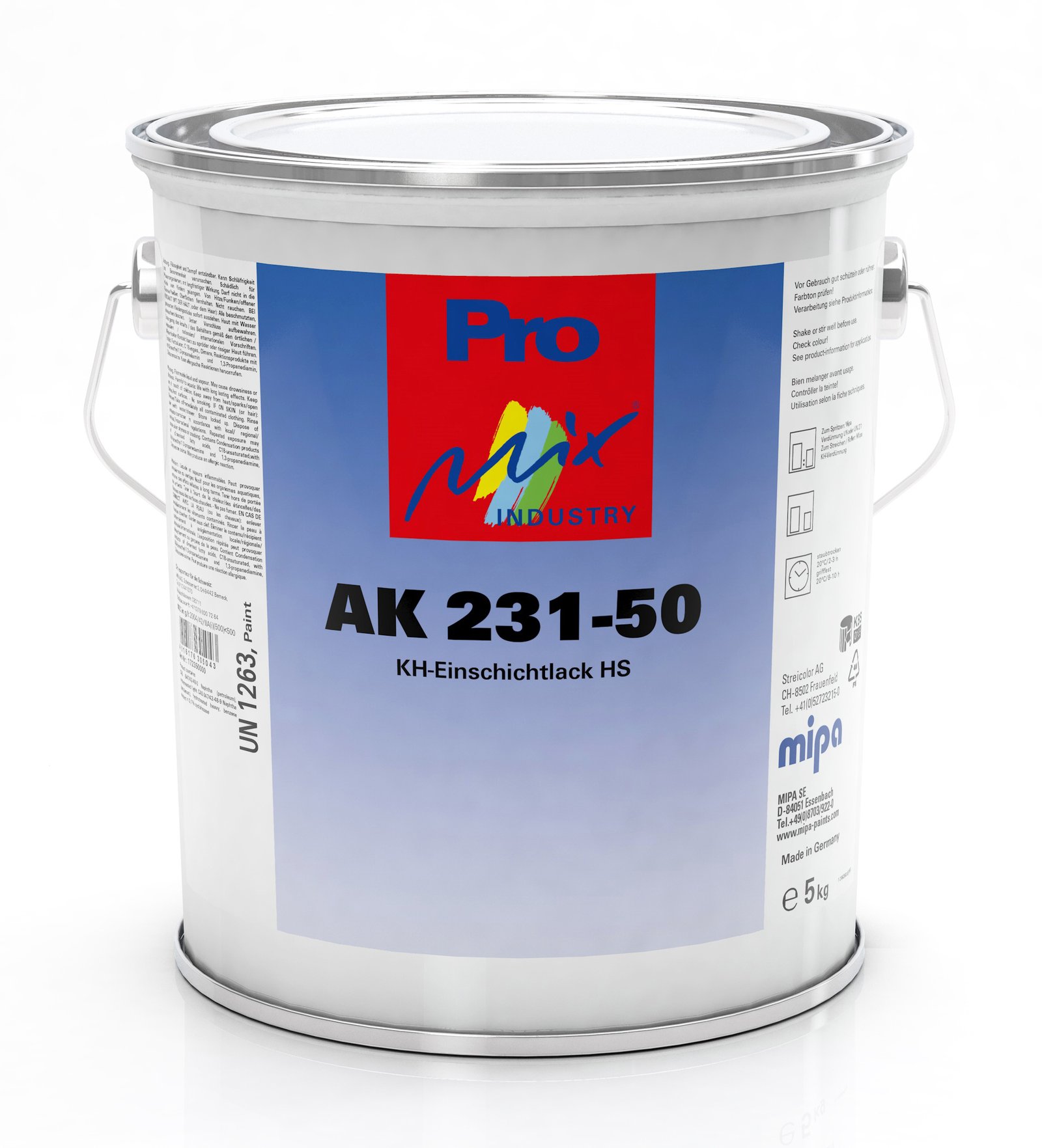 Pro Mix Industry AK 231-50 KH single-coat lacquer HS semi-gloss base pack. 5 kg (Mipa)