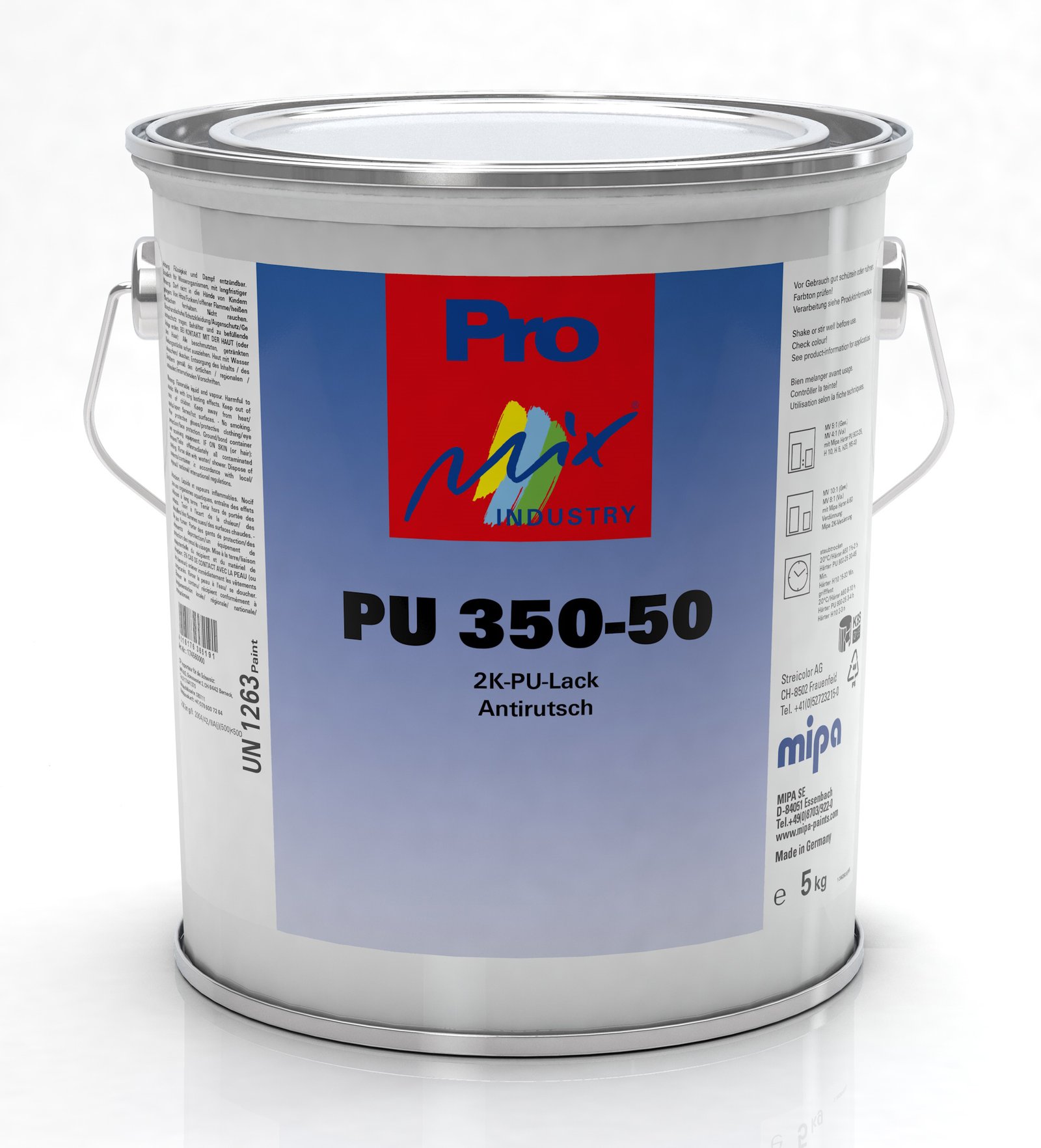 Pro Mix Industry PU 350-50 2K PU semi-gloss anti-slip base pack. 5 kg (Mipa)