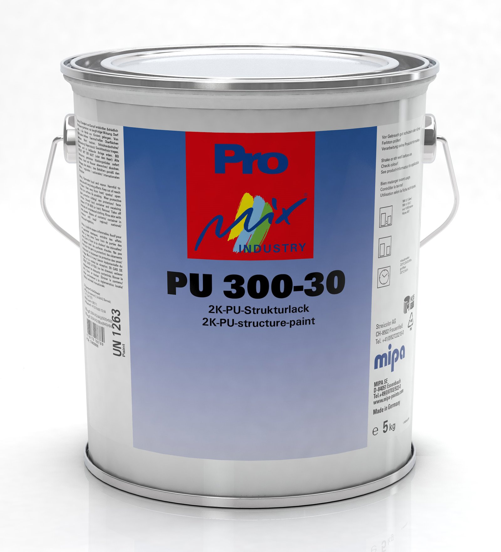 Pro Mix Industry PU 300-30 2K PU textured lacquer, silk matt, basic pack. 5 kg (Mipa)