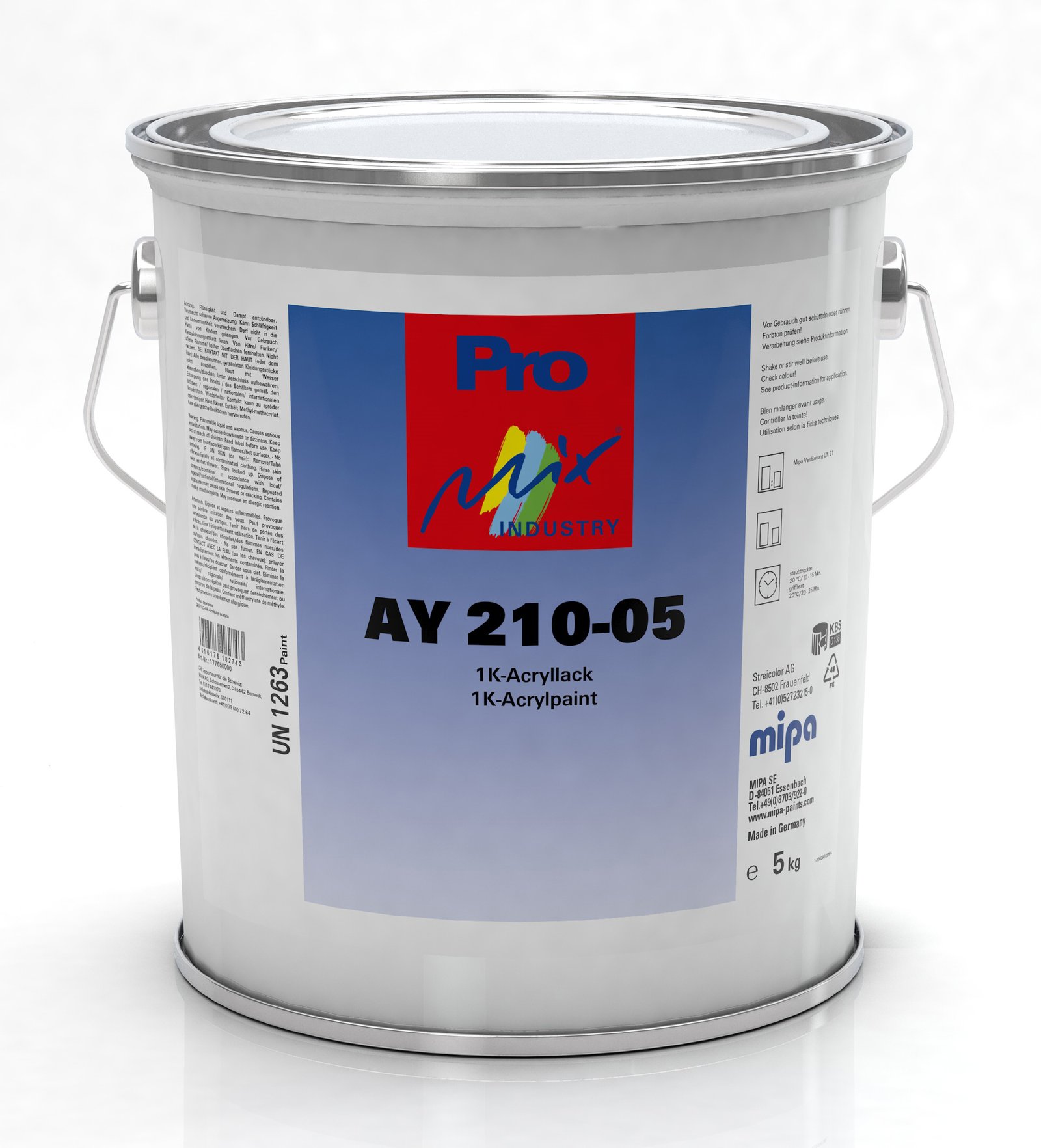 Pro Mix Industry AY 210-05 1K acrylic paint, dull matt, basic pack. 5 kg (Mipa)
