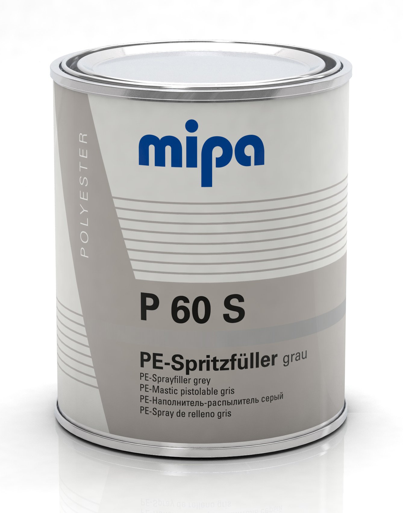 Mipa P 60 S grey 1 l Polyester thick-film spray filler incl. 50 ml hardener PS