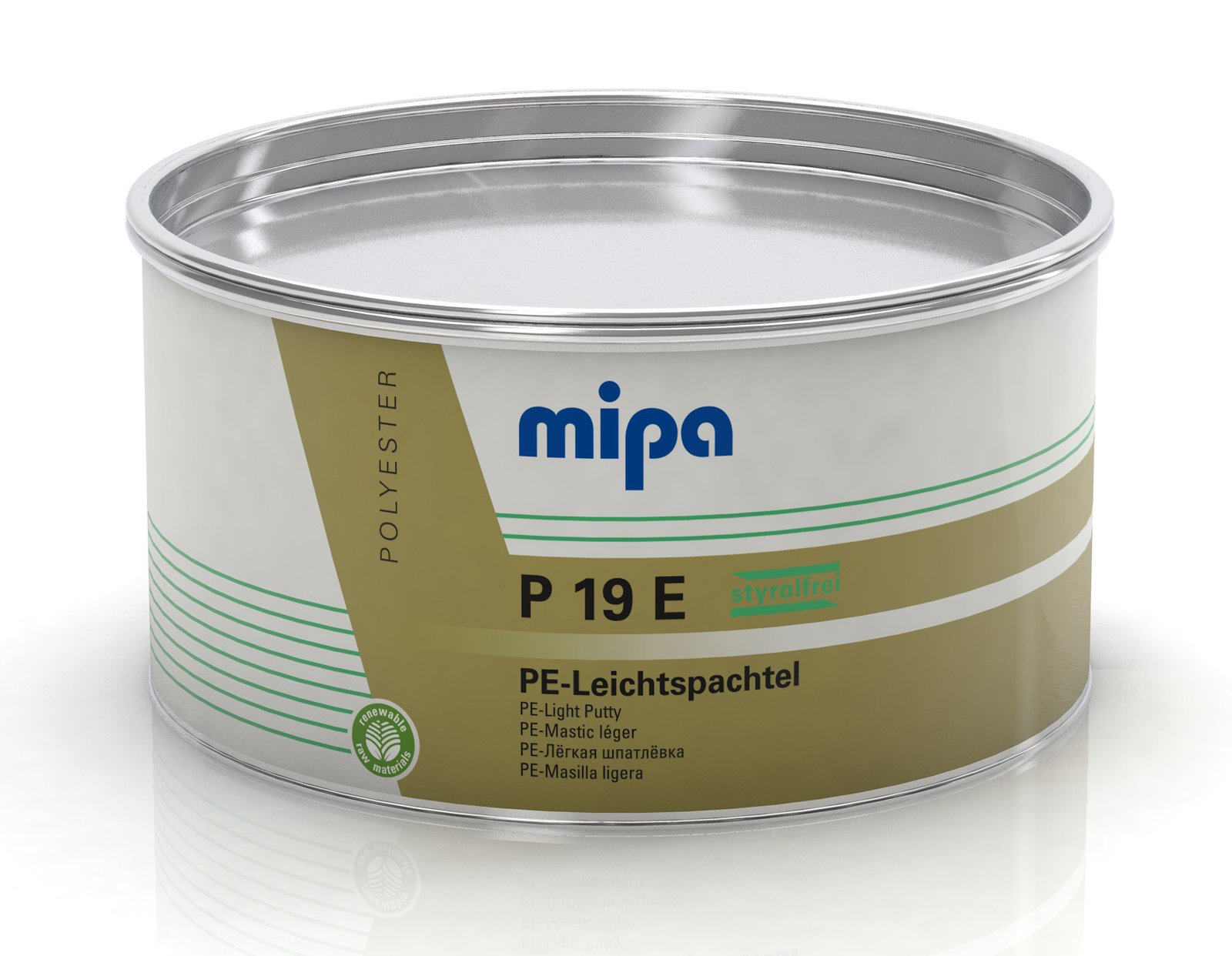 Mipa P 19 E styrene-free 1 l PE light filler incl. hardener
